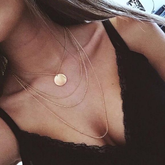Jewelry - Layered Gold Coin Four-Strand Gold Choker Necklace